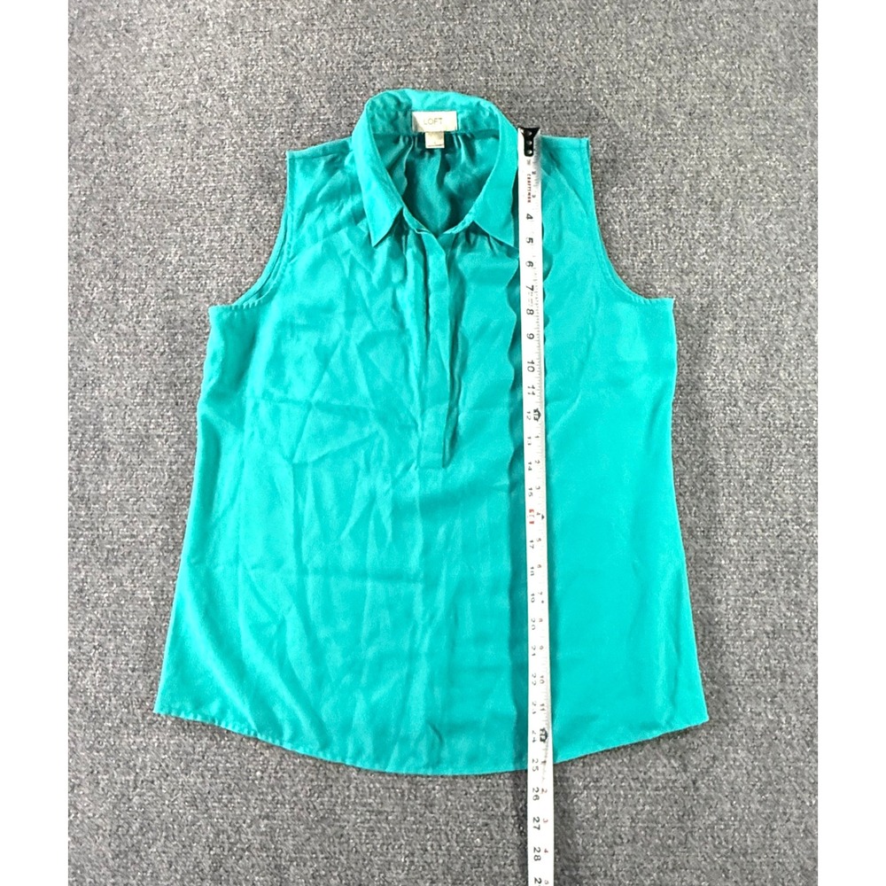Ann Taylor Loft Teal Green Sleeveless Button Front Blouse Top Small - Picture 4 of 5
